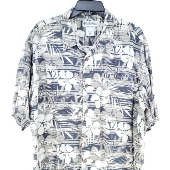 Columbia Hawaiian Shirt Men's Size XL Cream Floral - Picture 2 of 7